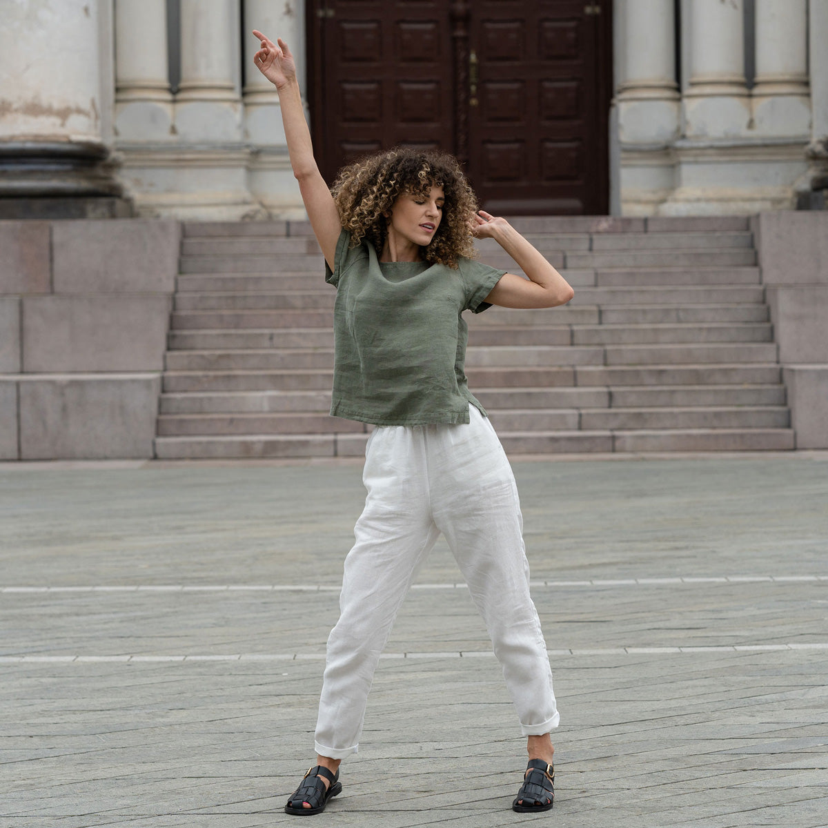 white linen blouse short sleeve