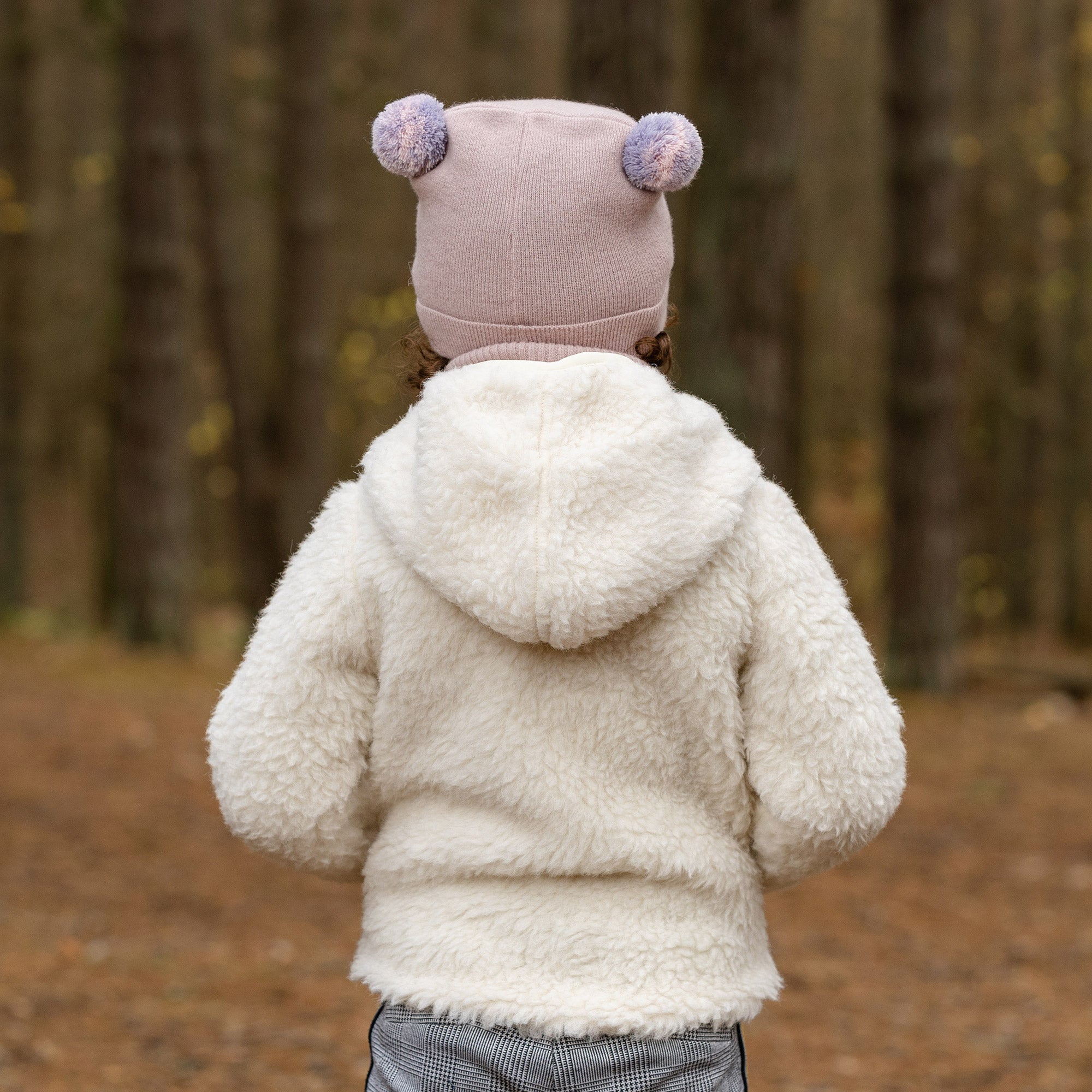 Kids Pile Fleece Hooded Jacket Natural