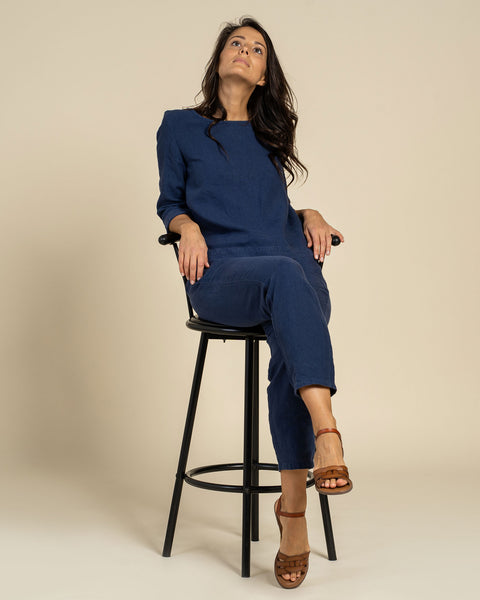 Long Sleeve Blouse &amp; Pants 2-Piece Storm Blue