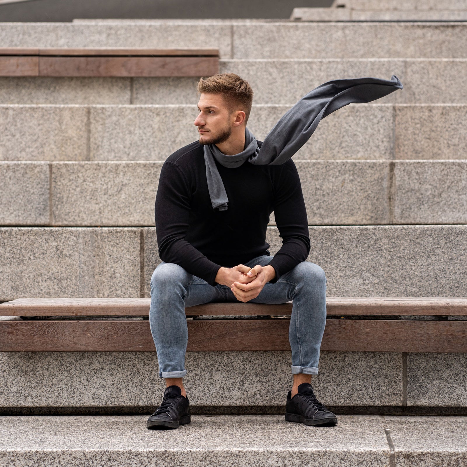 Men's Merino Scarf Perfect Grey