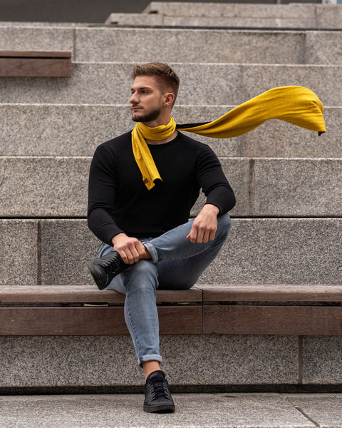 Men&#39;s Merino Scarf Power Mango/Black