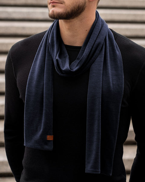 Men&#39;s Scarf Merino Dark Blue