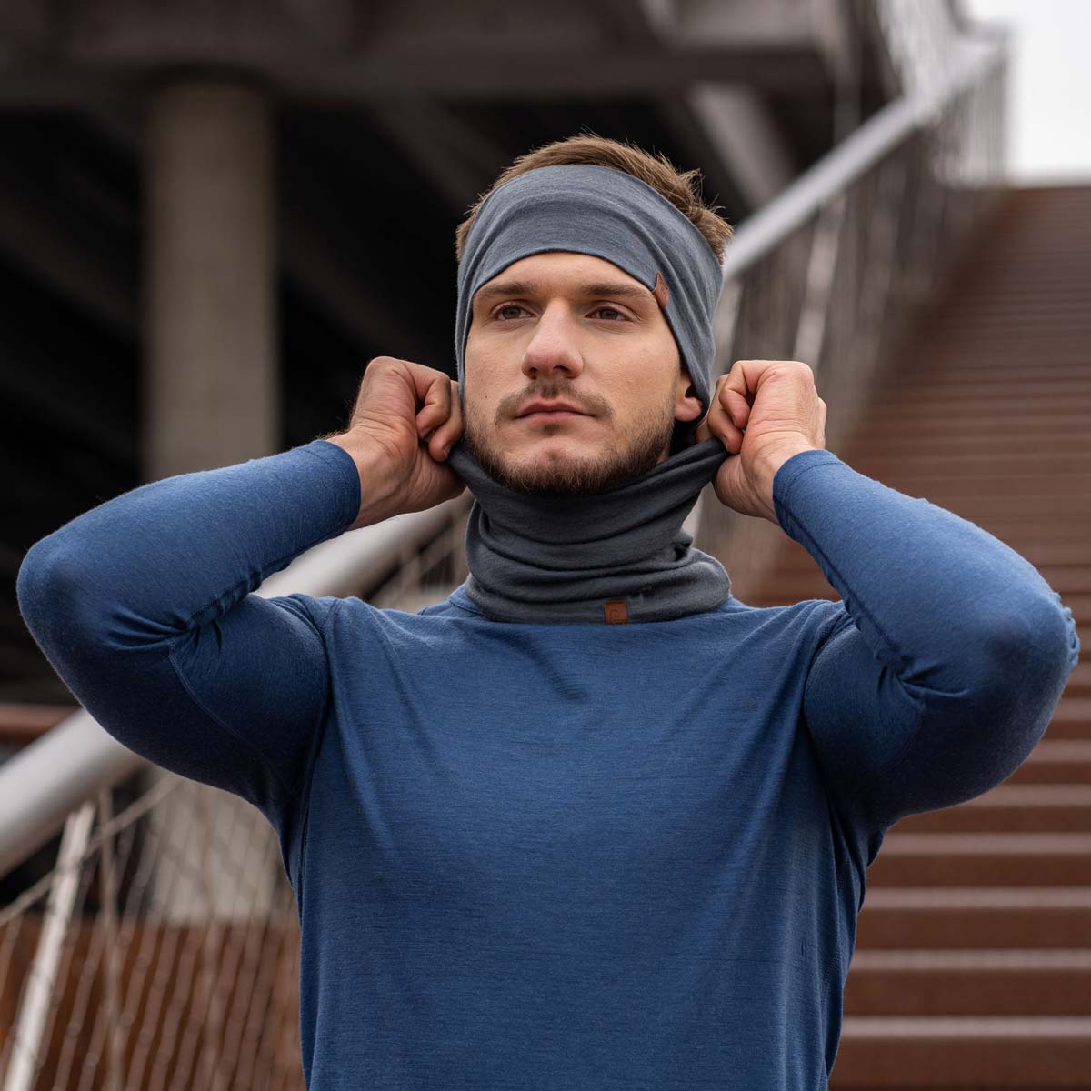 Men's Headband and Gaiter Set Perfect Grey