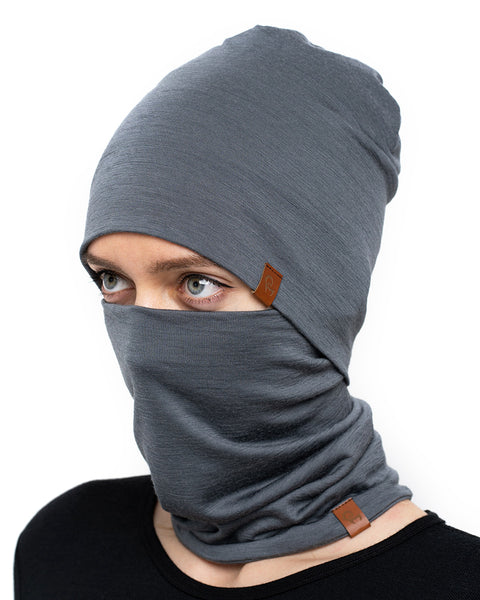 menique Women&#39;s Merino Beanie and Gaiter Set Perfect Grey